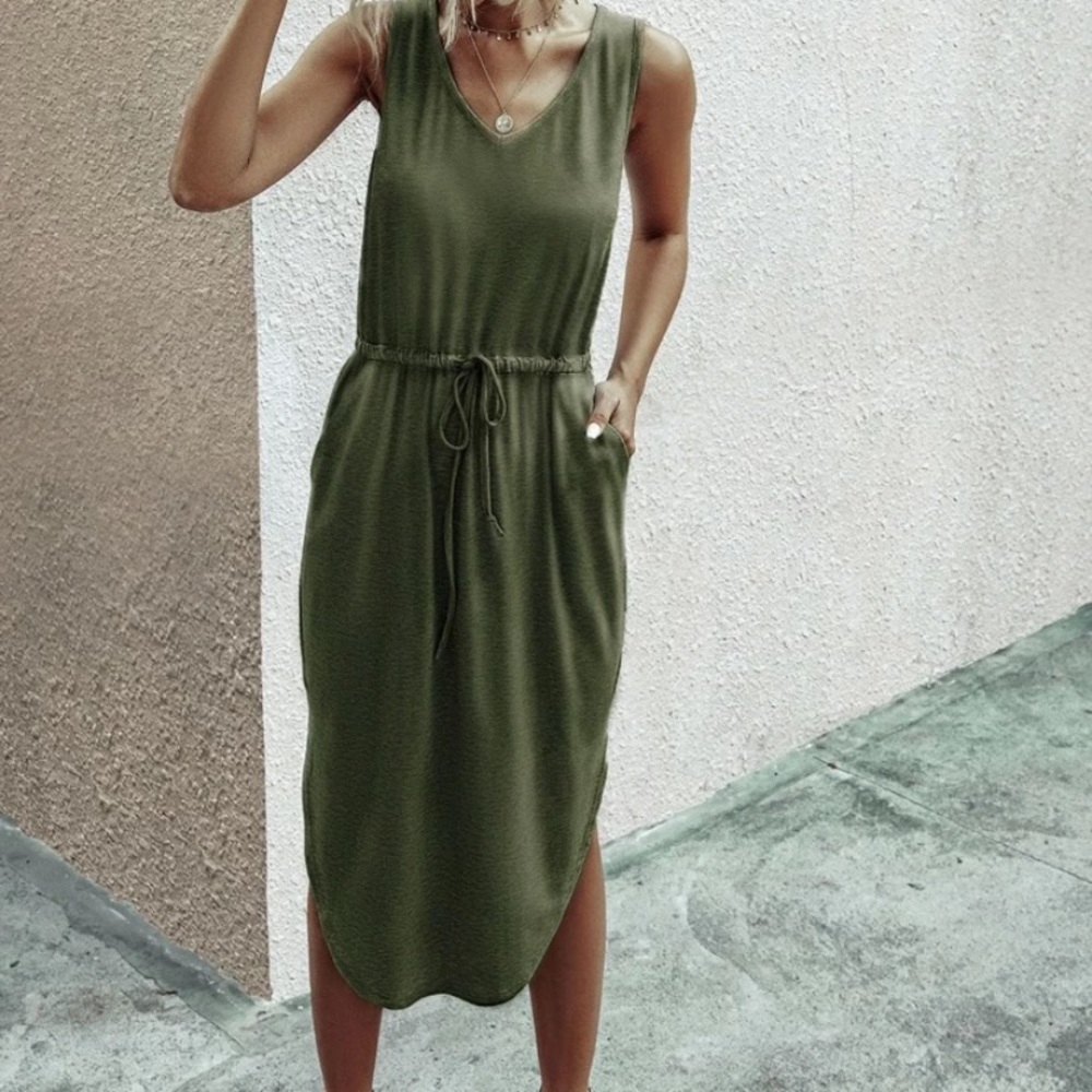 Tank dress with drawstring waist